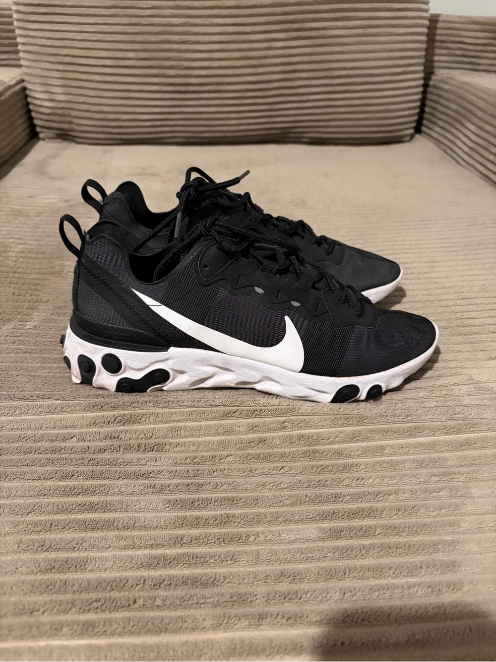 Nike Black and White Men's React-Style Athletic Sneakers